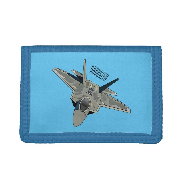 Fighter aircraft cartoon illustration trifold wallet (Front)