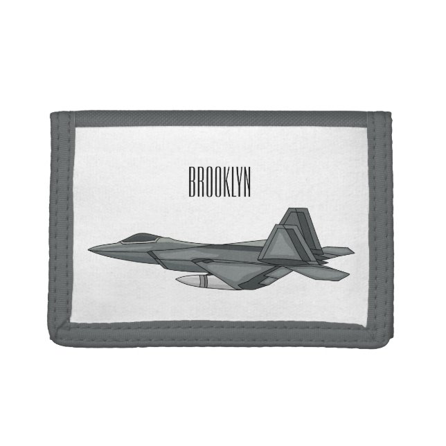 Fighter aircraft cartoon illustration trifold wallet (Front)