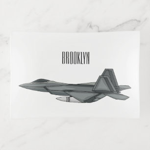 Fighter aircraft cartoon illustration trinket tray