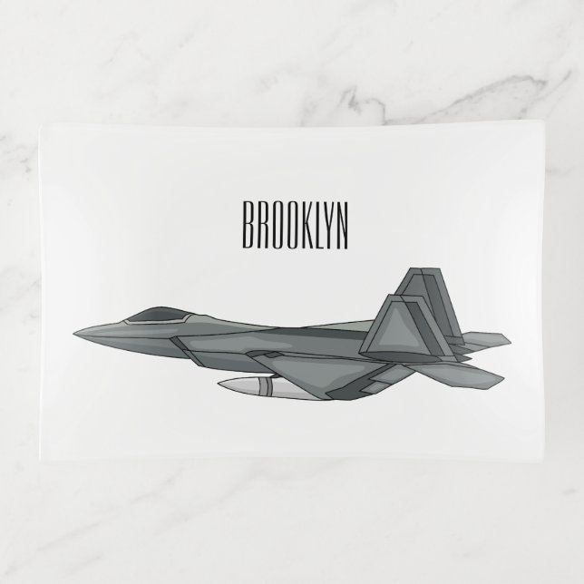 Fighter aircraft cartoon illustration trinket tray (Front)