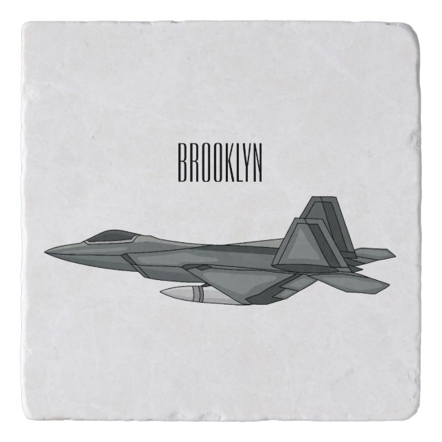 Fighter aircraft cartoon illustration trivet (Front)