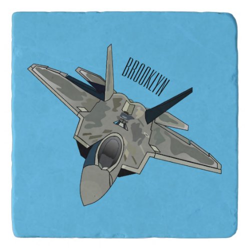 Fighter aircraft cartoon illustration trivet