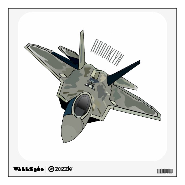 Fighter aircraft cartoon illustration wall decal (Front)