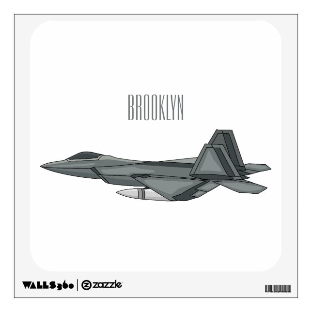 Fighter aircraft cartoon illustration wall decal (Front)