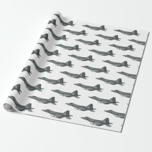 Fighter aircraft cartoon illustration wrapping paper