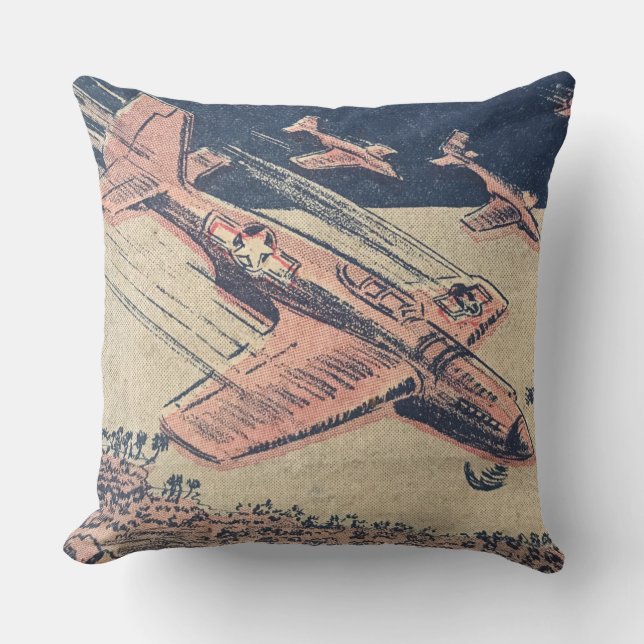 Fighter Aircraft - Propeller WWII Planes Throw Pillow (Front)