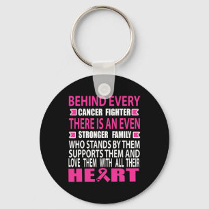 Fighter And Strong Family Breast Cancer Awareness Keychain
