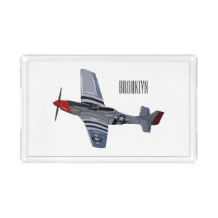 Fighter-bomber cartoon illustration acrylic tray