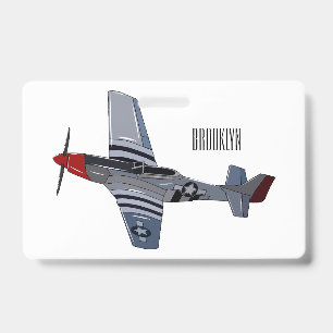 Fighter-bomber cartoon illustration badge