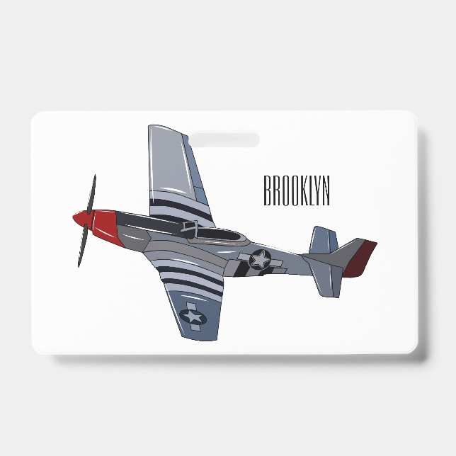 Fighter-bomber cartoon illustration badge (Front)
