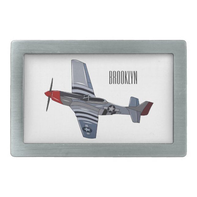 Fighter-bomber cartoon illustration belt buckle (Front)