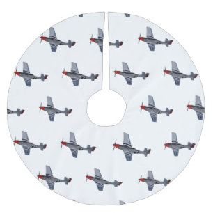 Fighter-bomber cartoon illustration brushed polyester tree skirt