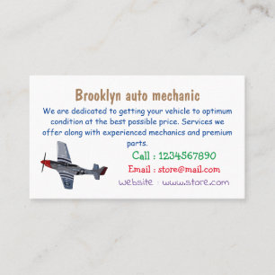 Fighter-bomber cartoon illustration business card