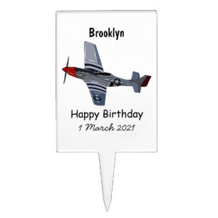 Fighter-bomber cartoon illustration cake topper
