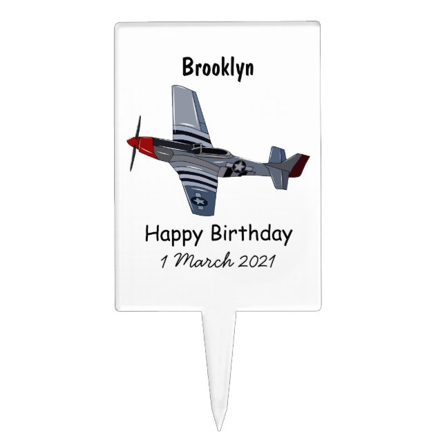 Fighter-bomber cartoon illustration cake topper (Front)