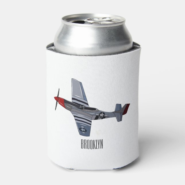 Fighter-bomber cartoon illustration can cooler (Can Front)