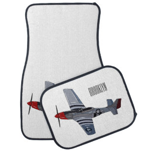 Fighter-bomber cartoon illustration car floor mat