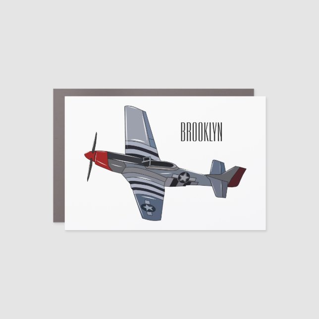 Fighter-bomber cartoon illustration car magnet (Front)