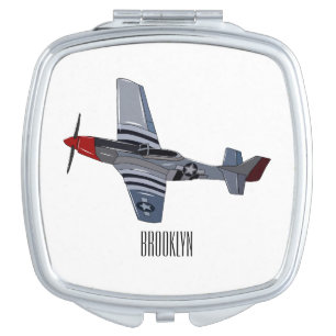 Fighter-bomber cartoon illustration compact mirror