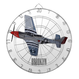 Fighter-bomber cartoon illustration dart board