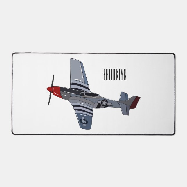Fighter-bomber cartoon illustration desk mat (Front)