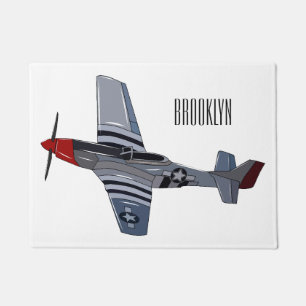 Fighter-bomber cartoon illustration doormat