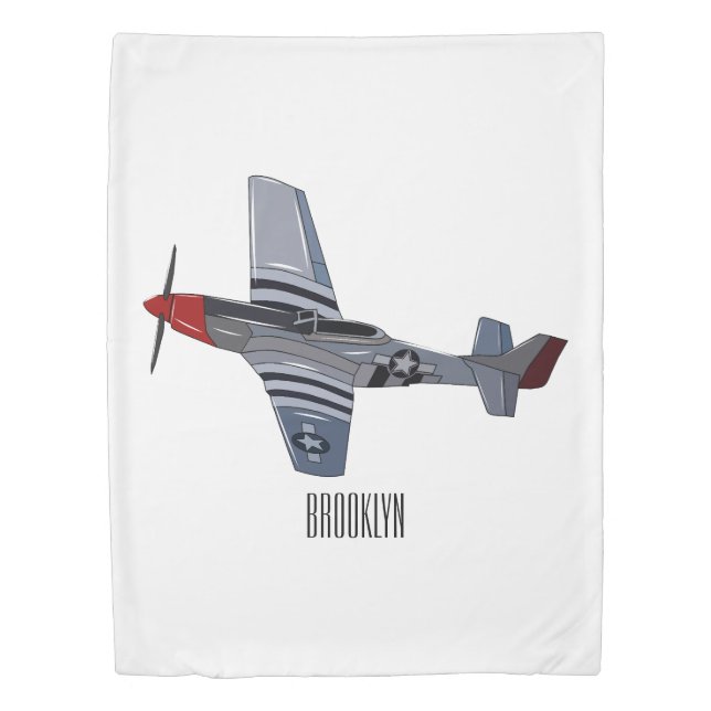 Fighter-bomber cartoon illustration duvet cover (Front)