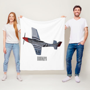 Fighter-bomber cartoon illustration fleece blanket