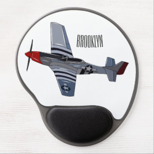 Fighter-bomber cartoon illustration gel mouse pad