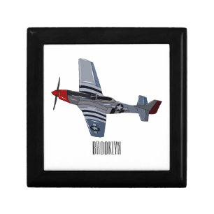 Fighter-bomber cartoon illustration gift box