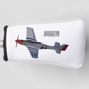 Fighter-bomber cartoon illustration golf head cover