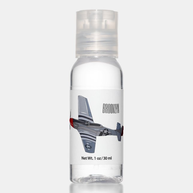 Fighter-bomber cartoon illustration hand sanitizer (Front)