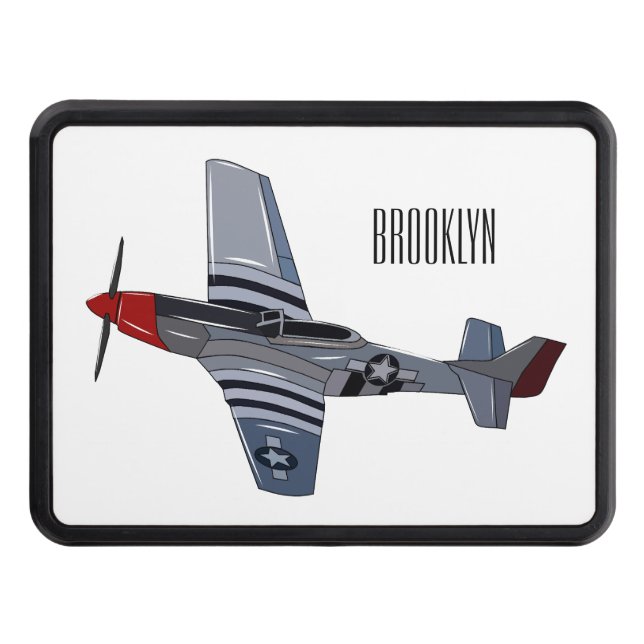 Fighter-bomber cartoon illustration hitch cover (Front)