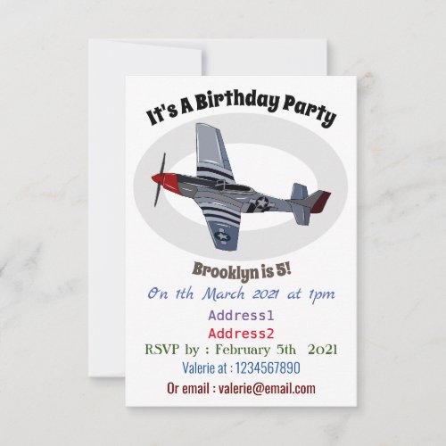 Fighter_bomber cartoon illustration invitation