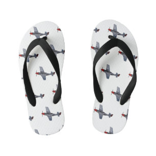 Fighter-bomber cartoon illustration kid's flip flops