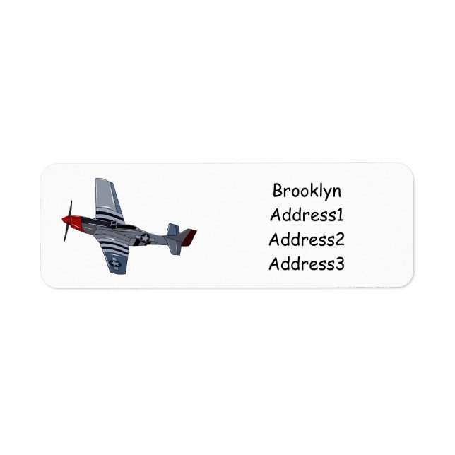 Fighter-bomber cartoon illustration label (Front)