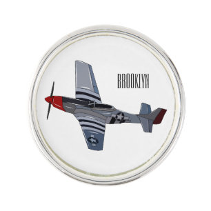 Fighter-bomber cartoon illustration lapel pin