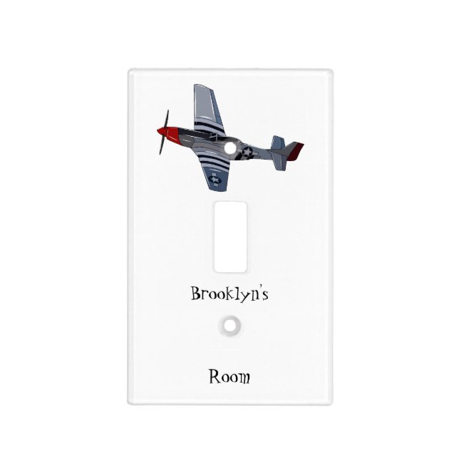 Fighter-bomber cartoon illustration light switch cover (Front)