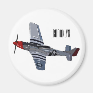Fighter-bomber cartoon illustration magnet
