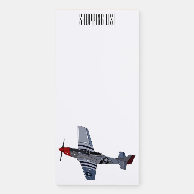 Fighter-bomber cartoon illustration magnetic notepad (Front)