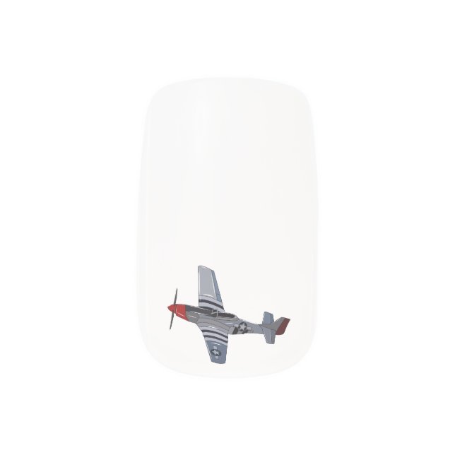 Fighter-bomber cartoon illustration minx nail art (Left Thumb)