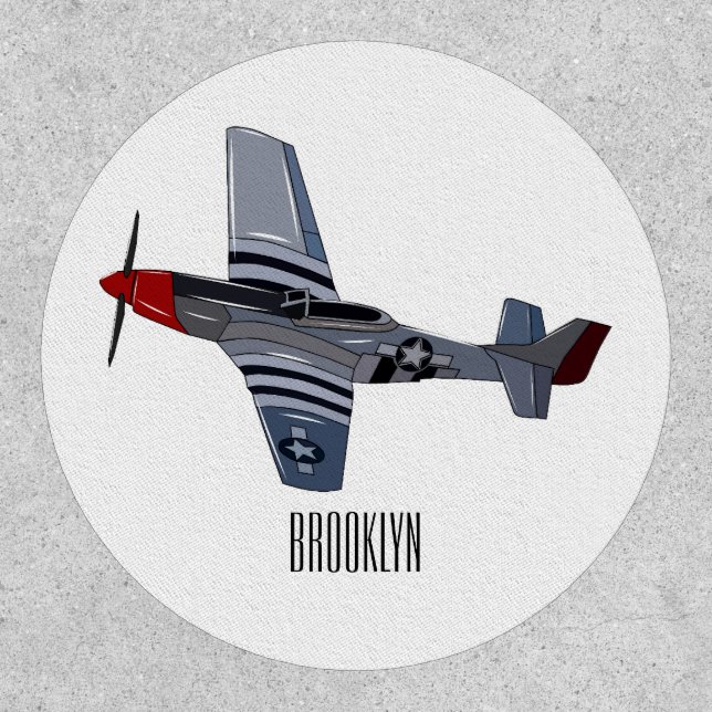 Fighter-bomber cartoon illustration patch (Front)