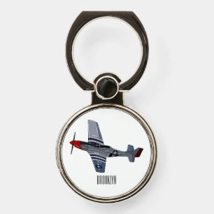 Fighter-bomber cartoon illustration phone ring stand