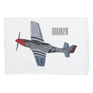 Fighter-bomber cartoon illustration pillow case
