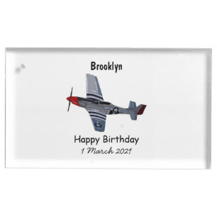 Fighter-bomber cartoon illustration place card holder