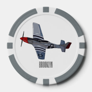 Fighter-bomber cartoon illustration poker chips