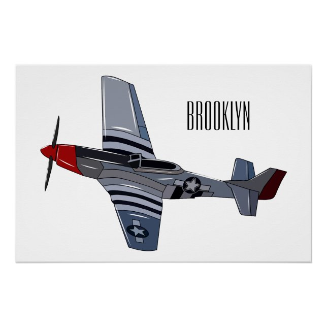Fighter-bomber cartoon illustration poster (Front)