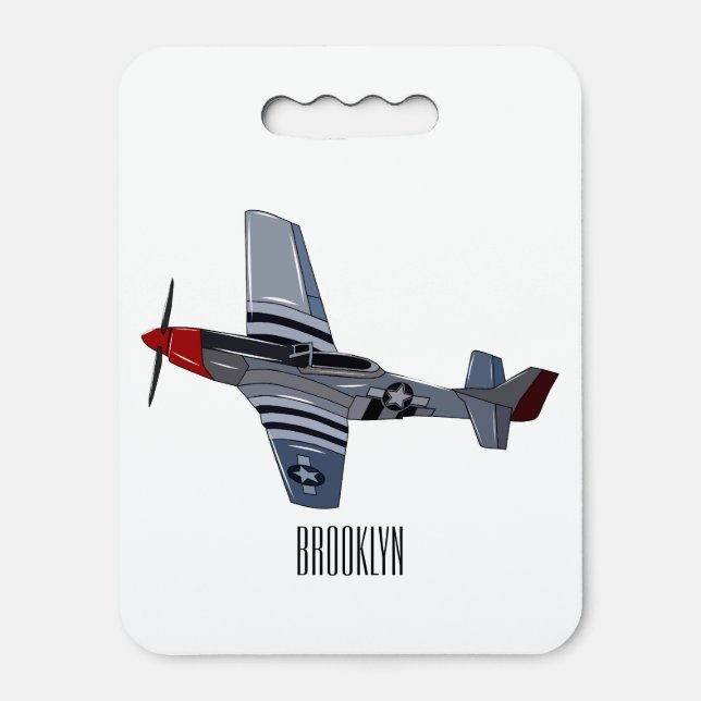 Fighter-bomber cartoon illustration seat cushion (Front Vertical)