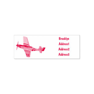 Fighter-bomber cartoon illustration self-inking stamp