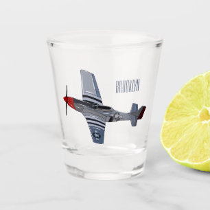 Fighter-bomber cartoon illustration shot glass